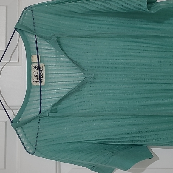 Anthropologie Field Flower Green Sheer Gauze Top - Picture 3 of 8